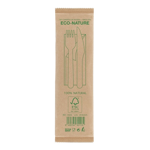 SET DE TALHERES de MADEIRA 3 PCS "TAPA"