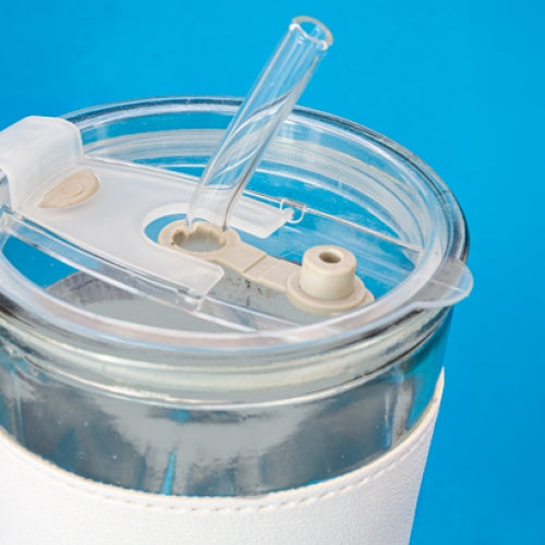 COPO DE 450 ML COM CANUDO DE VIDRO "DELICATESSEN"