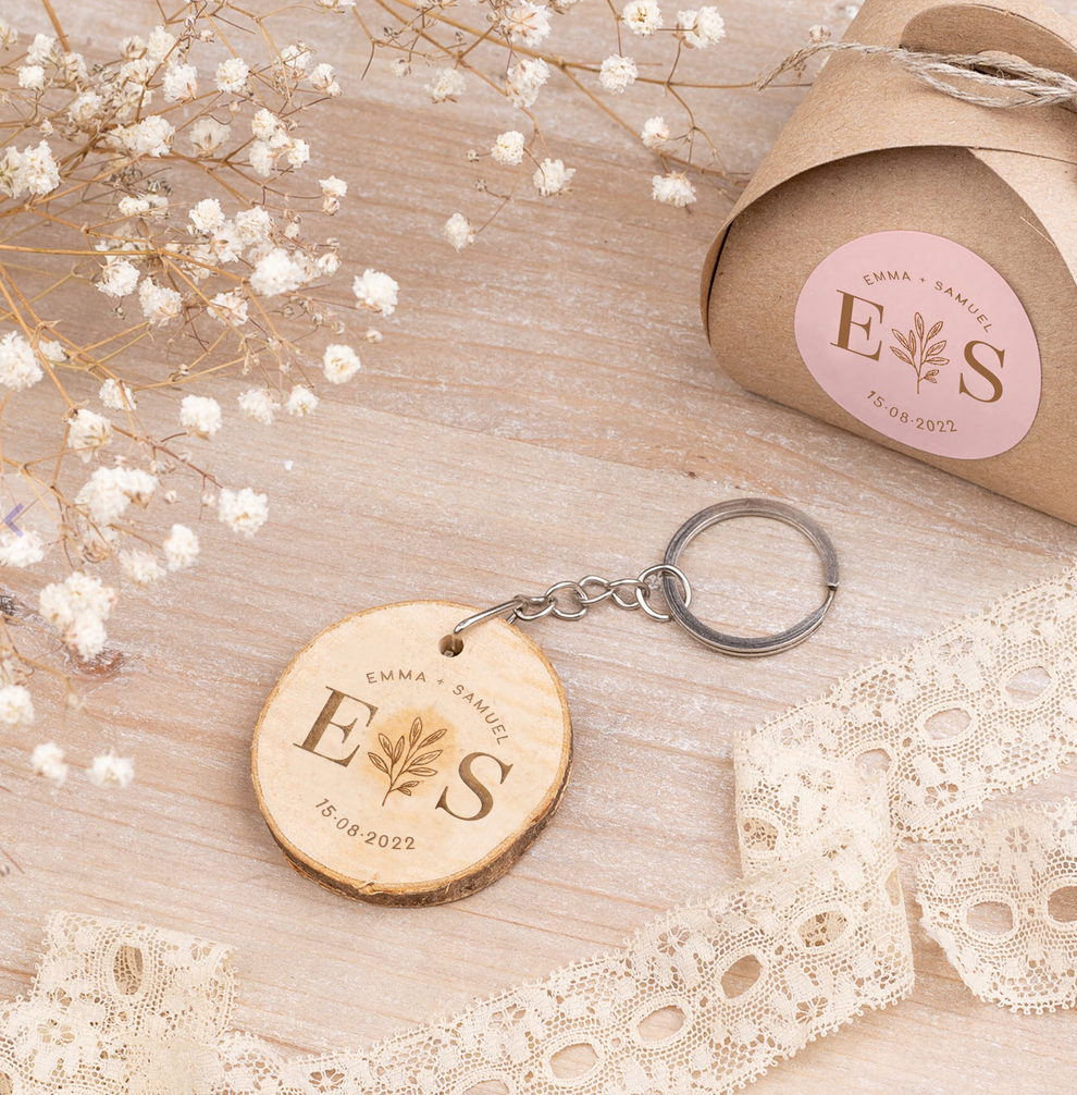 Porta-chaves de madeira Personalizado - 10un