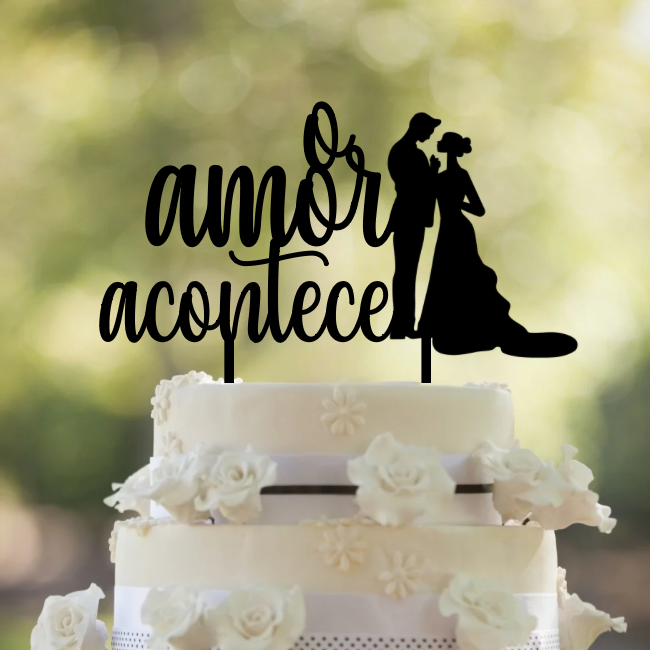 Topo de Bolo “O amor acontece”