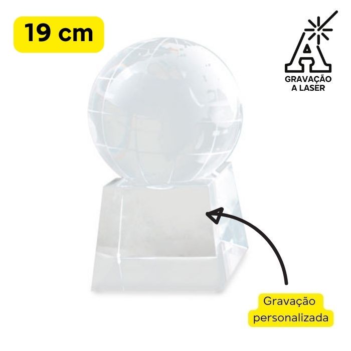 TROFÉU VIDRO - Bola Mundo - Ref.12009