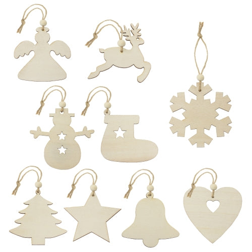 SET DE ENFEITE EM MADEIRA (9 PCS) "RUKA"