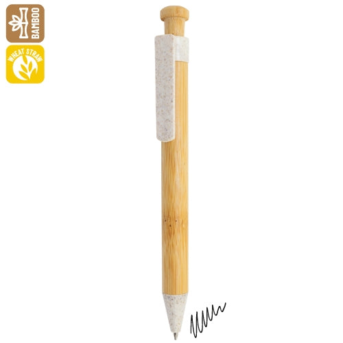 CANETA DE BAMBÚ E FIBRA DE TRIGO "KOBAX"