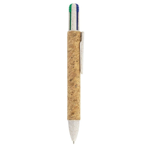 CANETA 4 CORES CORTIÇA E FIBRA DE TRIGO "YAKO"