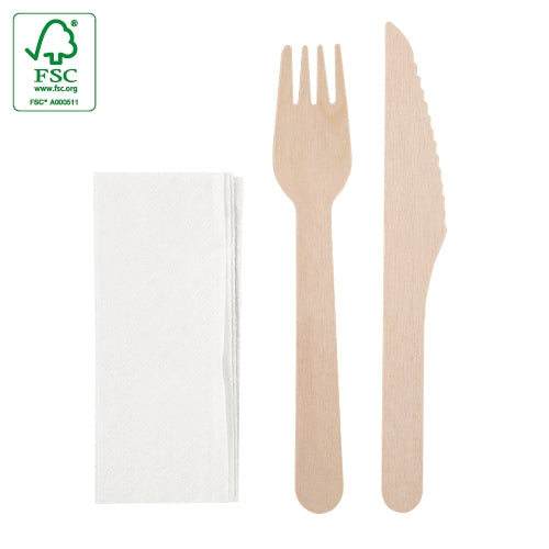 SET DE TALHERES de MADEIRA 3 PCS "TAPA"