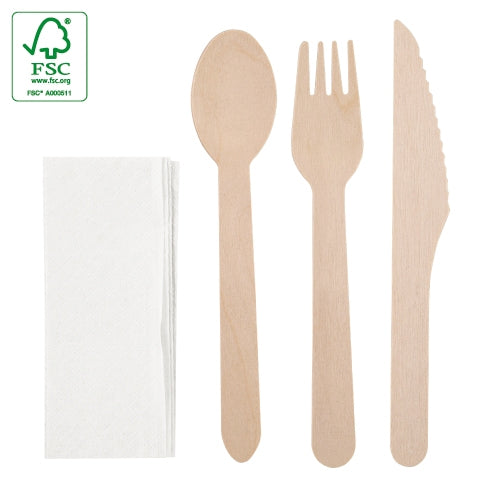 SET DE TALHERES de MADEIRA 4 PCS "COMPLEC"