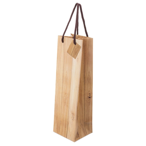 BOLSA PAPEL EFEITO MADEIRA 1 GARRAFA "ABETO"