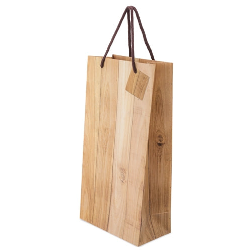 BOLSA PAPEL EFEITO MADEIRA 2 GARRAFA "ABETO"