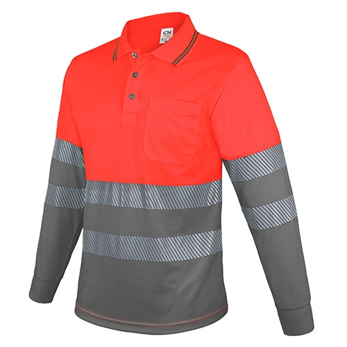 Polo de manga comprida com bolso e faixas refletoras “QVO”