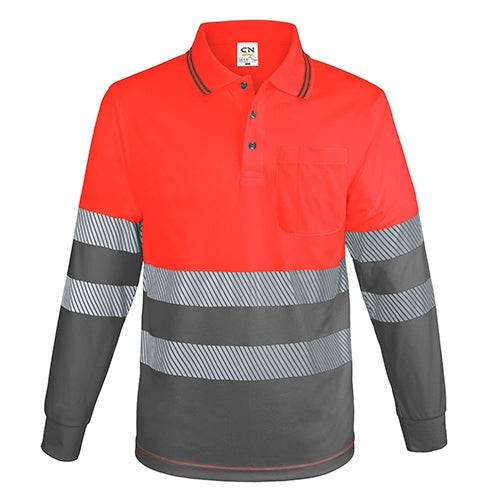 Polo de manga comprida com bolso e faixas refletoras “QVO”
