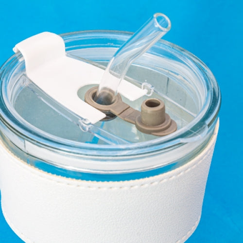 COPO 330 ML COM CANUDO DE VIDRO "DELICATESSEN"