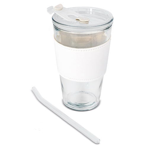 COPO DE 450 ML COM CANUDO DE VIDRO "DELICATESSEN"
