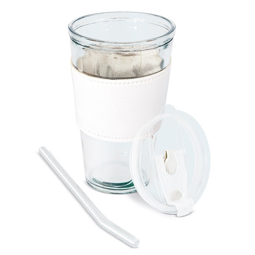 COPO DE 450 ML COM CANUDO DE VIDRO "DELICATESSEN"