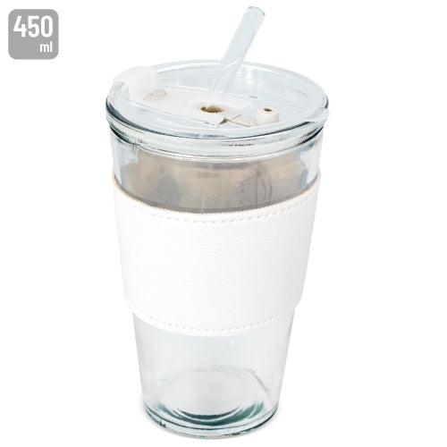 COPO DE 450 ML COM CANUDO DE VIDRO "DELICATESSEN"