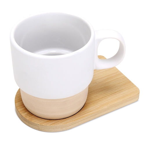 Caneca para sublimação empilhável com base em bambu "GERARD"