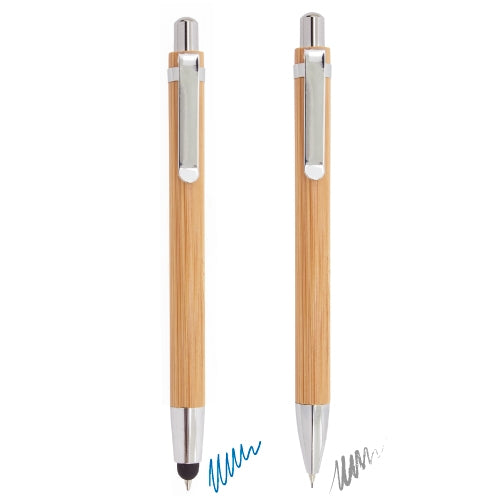 SET CANETA+LAPISEIRA BAMBÚ